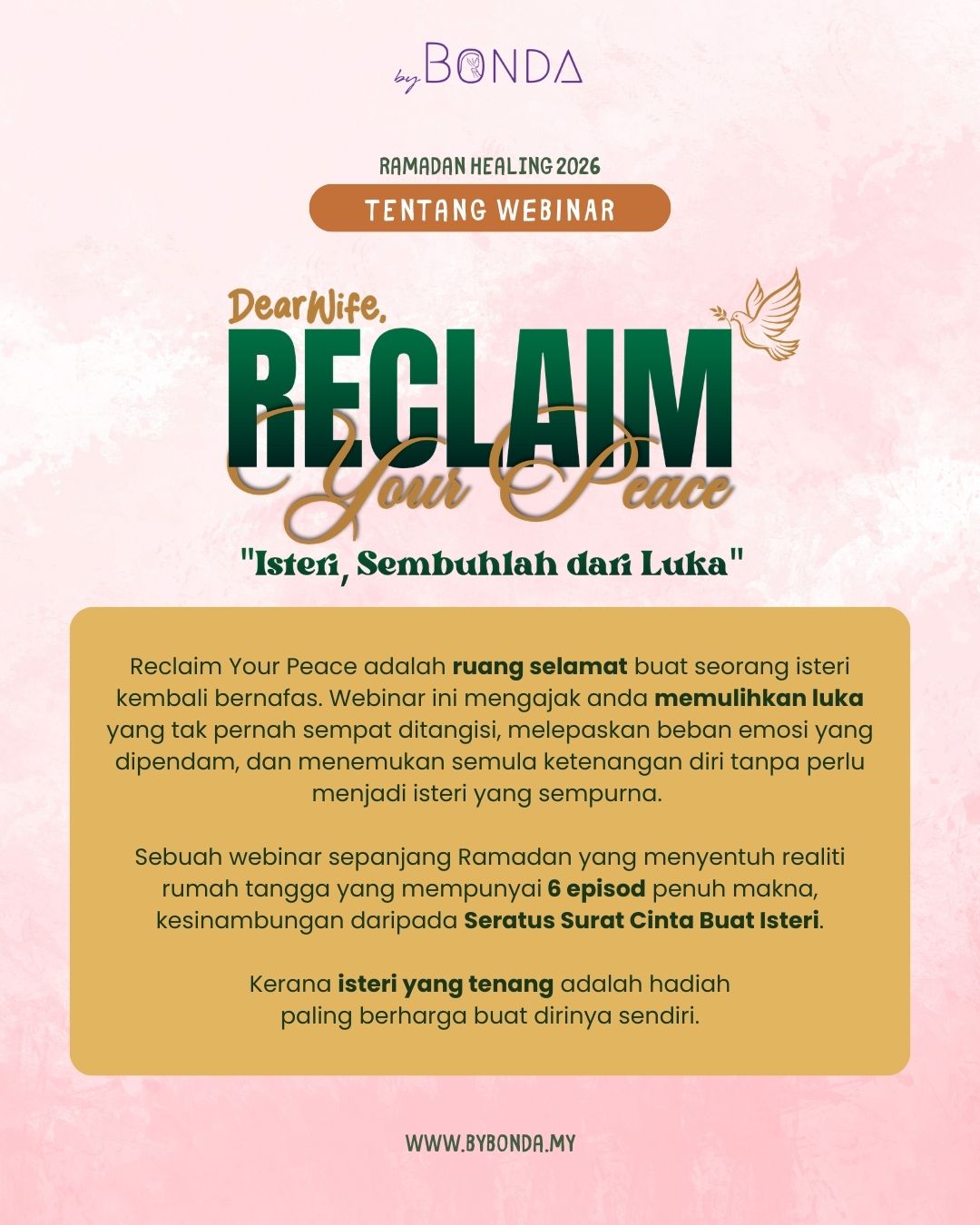 Rakaman : Reclaim Your Peace (Isteri, Sembuhlah dari Luka)