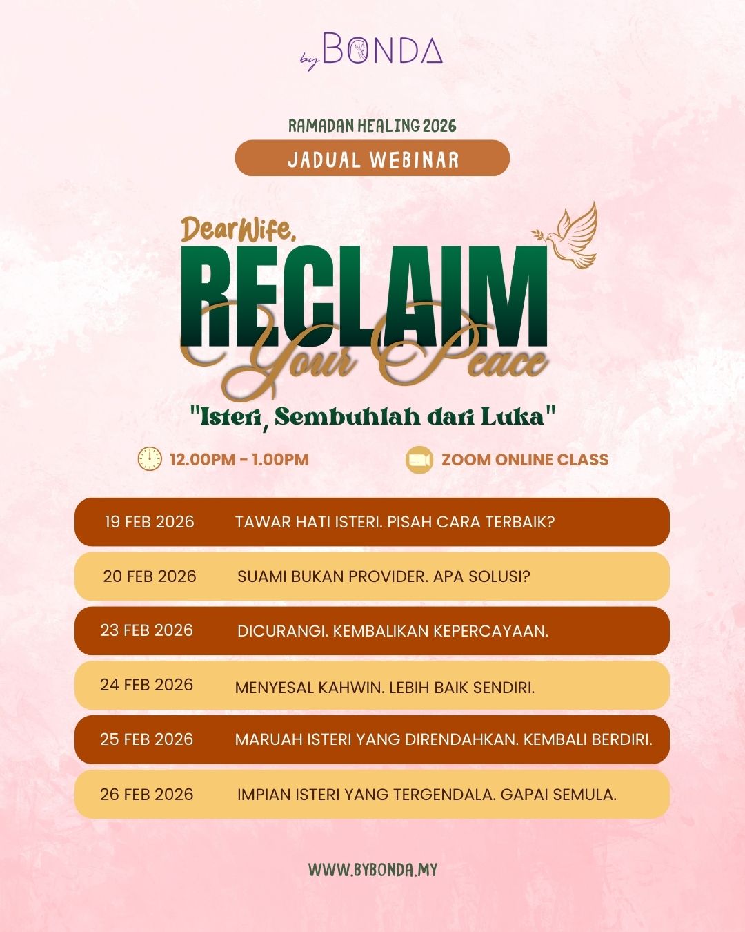 Rakaman : Reclaim Your Peace (Isteri, Sembuhlah dari Luka)