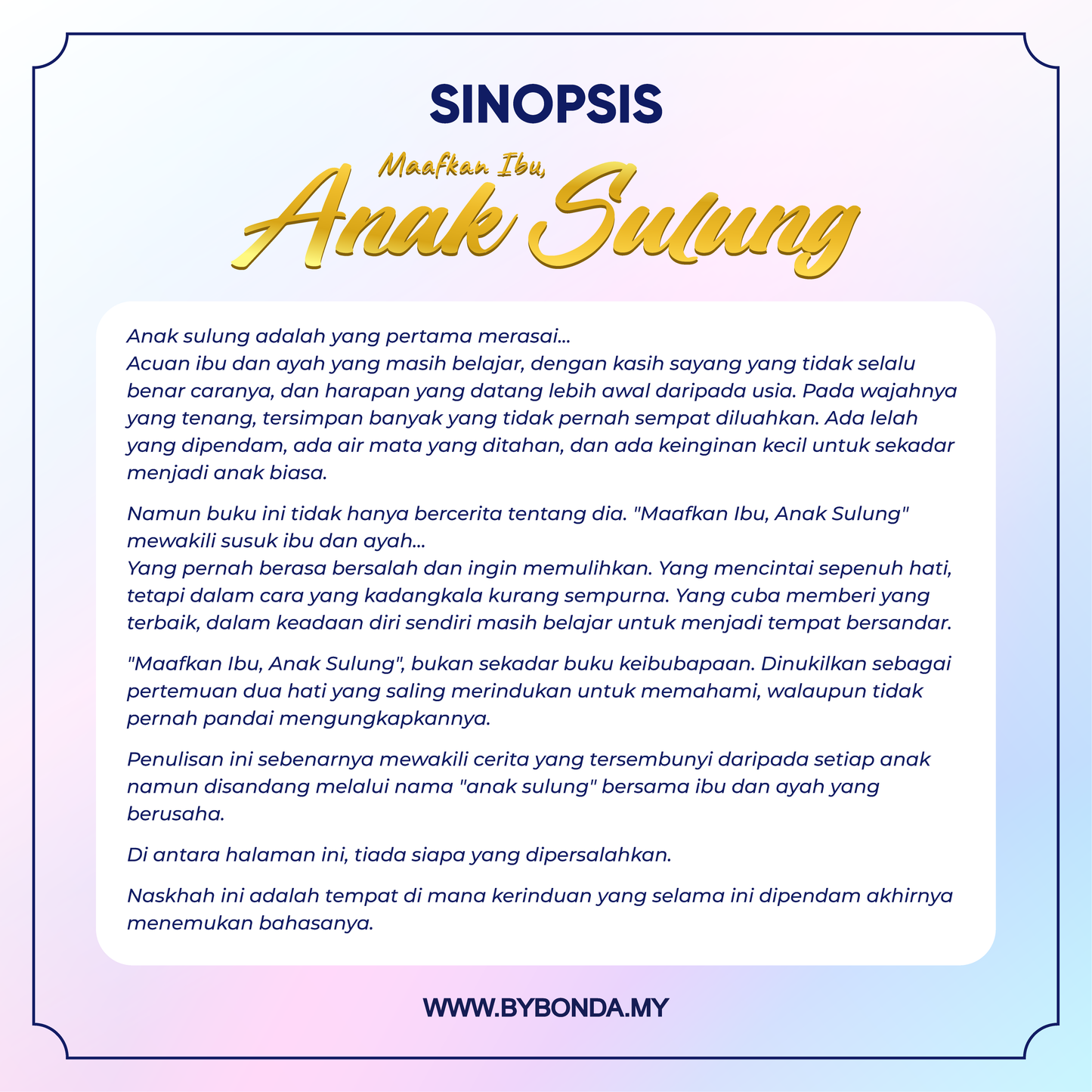 (MIAS) Maafkan ibu, Anak Sulung + Bookmark + Checklist