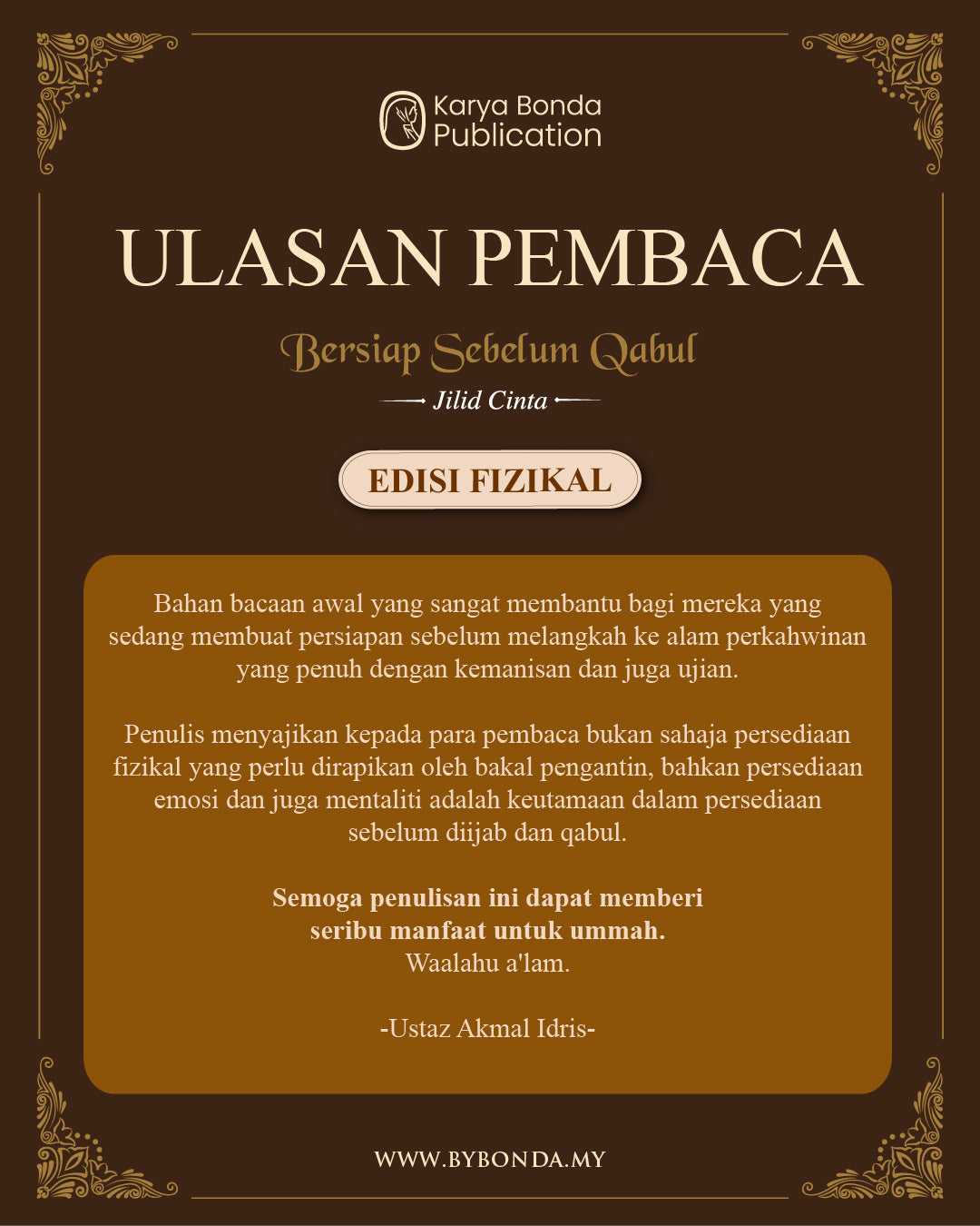 Bersiap Sebelum Qabul (Jilid Cinta) | bookmark + wedding checklist